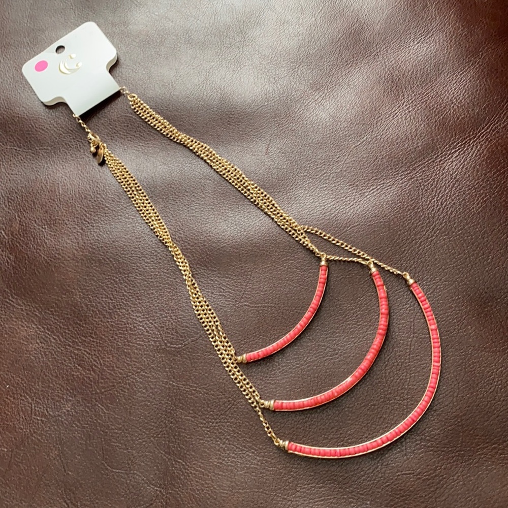 NWT Coral and gold necklace